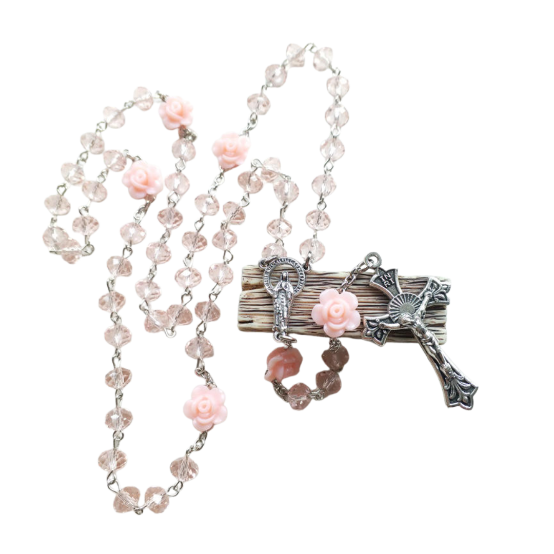 Pink Crystal Christ-Crucifix Rosary
