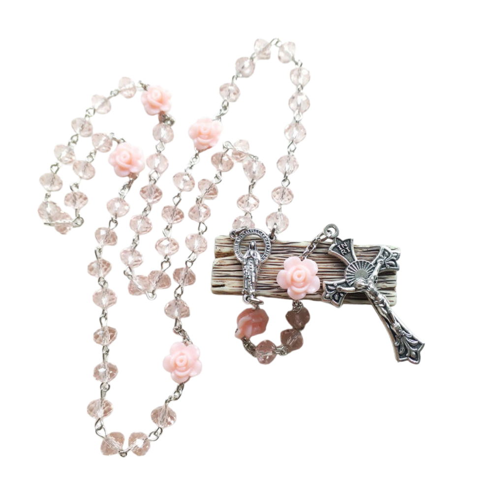 Pink Crystal Christ-Crucifix Rosary