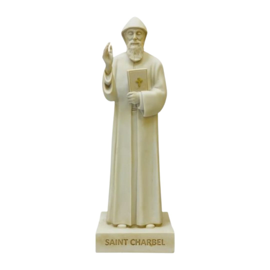 St Charbel White - Medium Garden Statue - 69cm