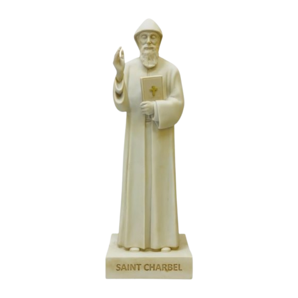 St Charbel White - Medium Garden Statue - 69cm