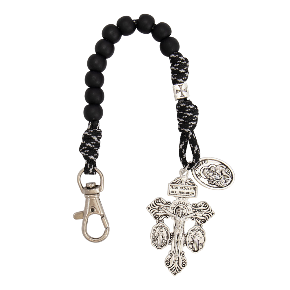 Corded Decade Rosary Keychain