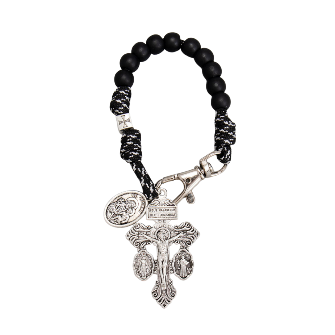 Corded Decade Rosary Keychain