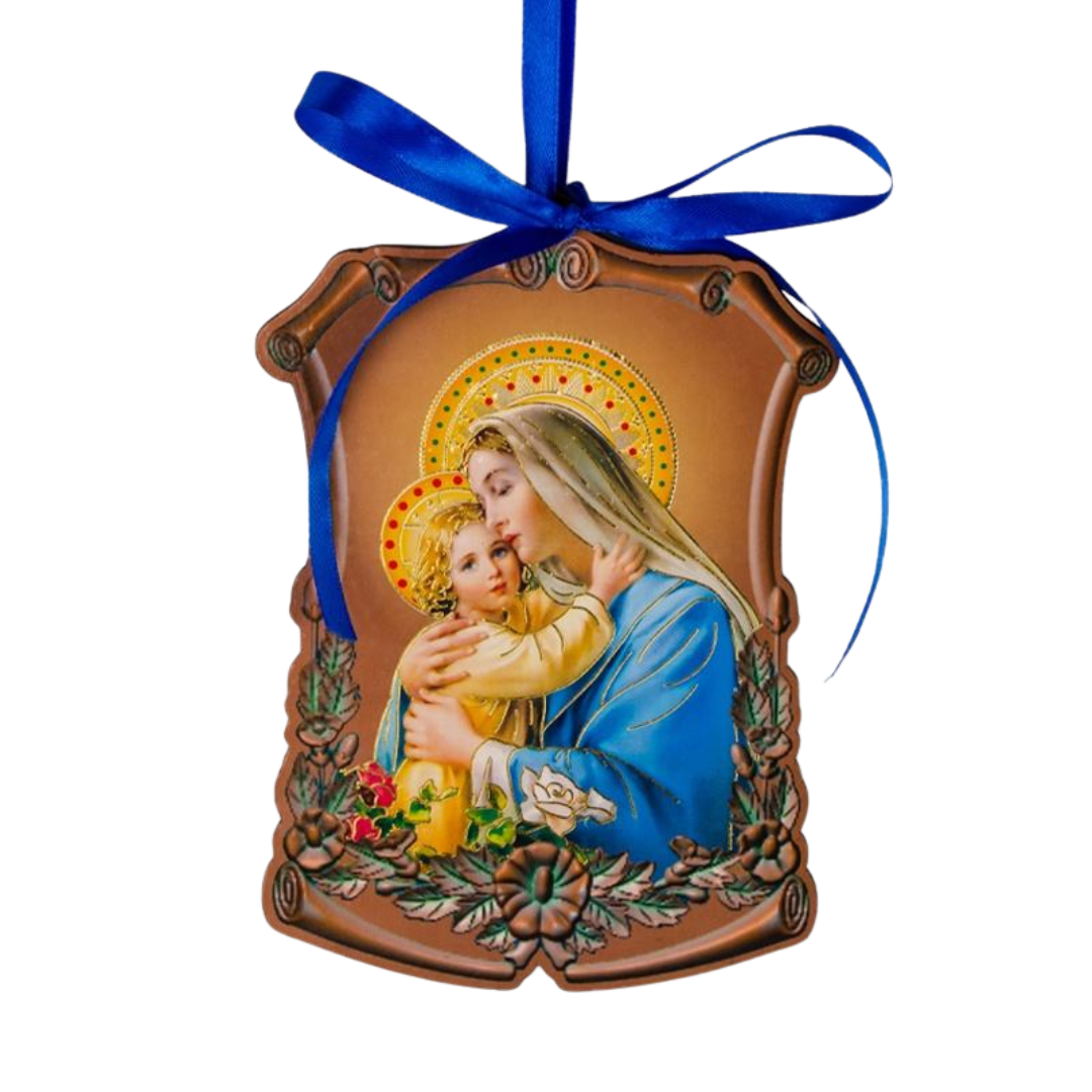 Mary with Baby Jesus Wooden Icon