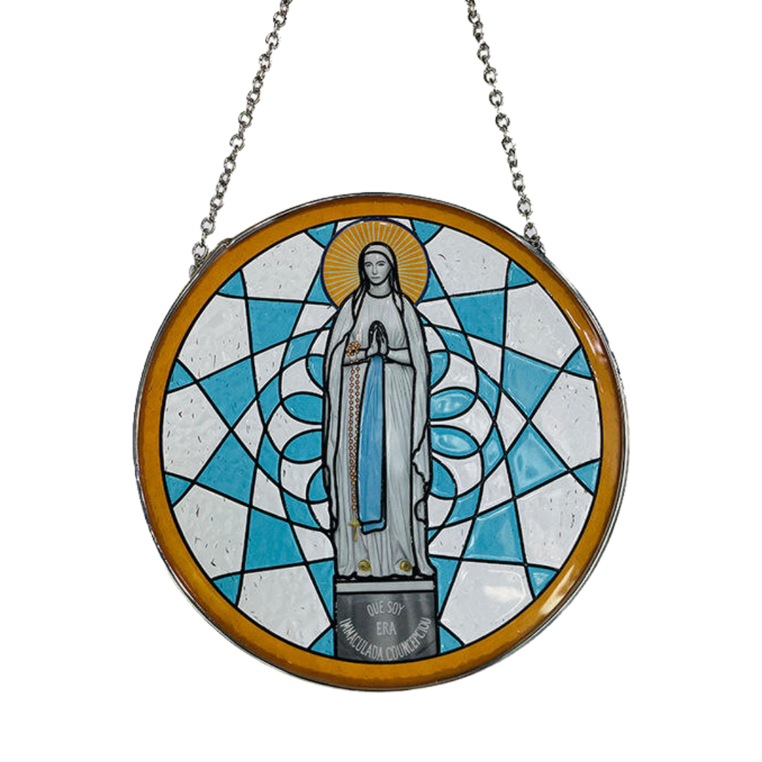 Virgin Mary Stained Glass Suncatcher Hanging