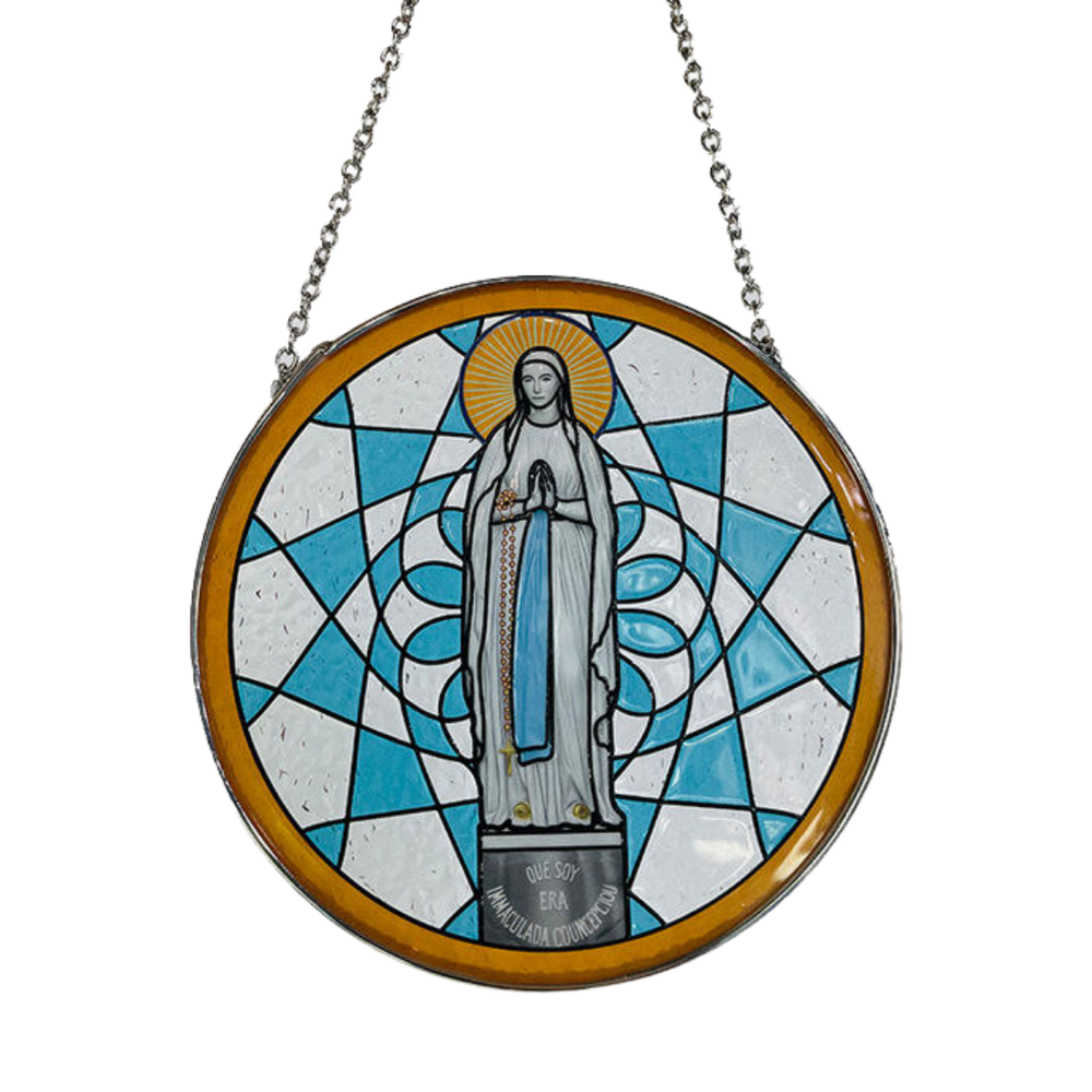 Virgin Mary Stained Glass Suncatcher Hanging