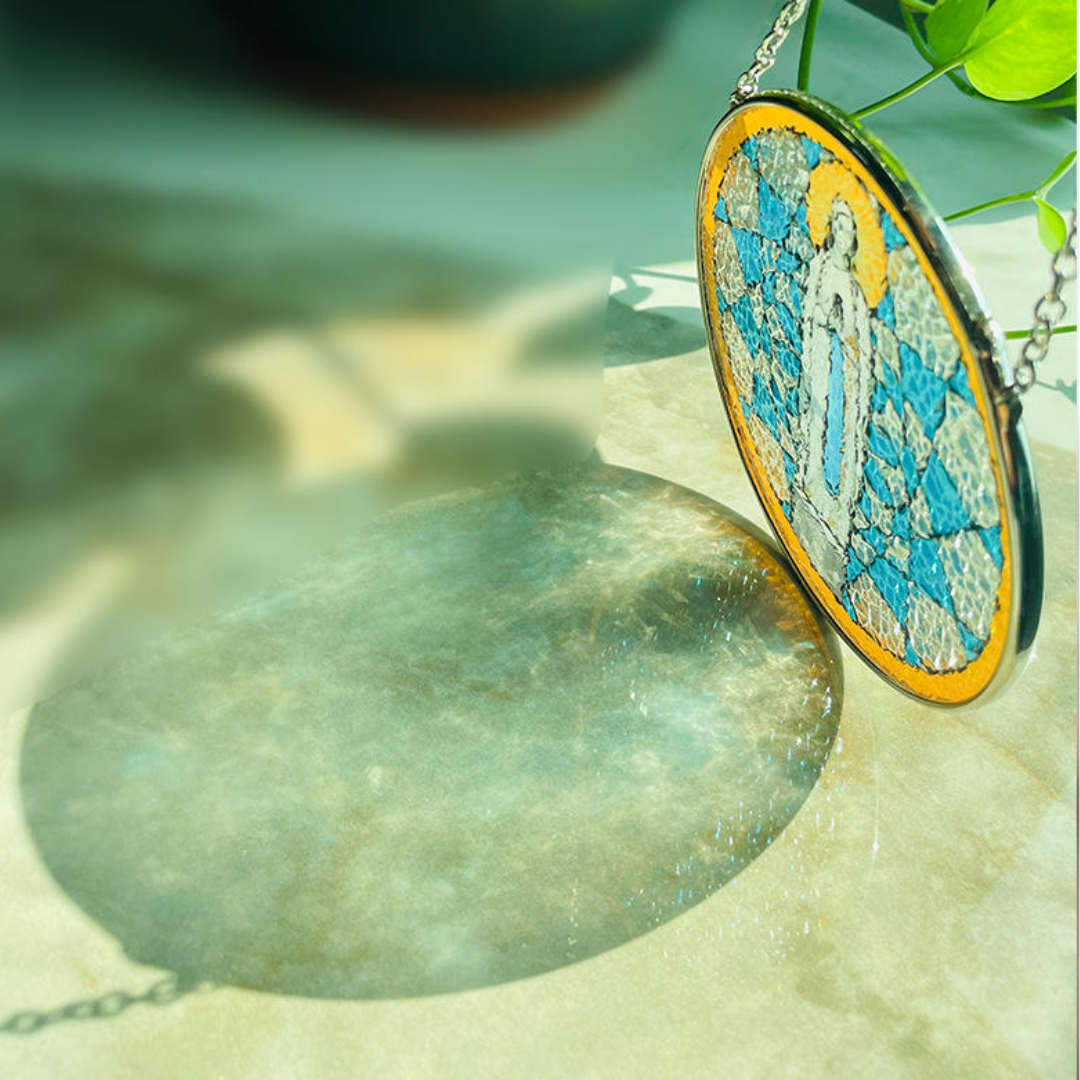 Virgin Mary Stained Glass Suncatcher Hanging