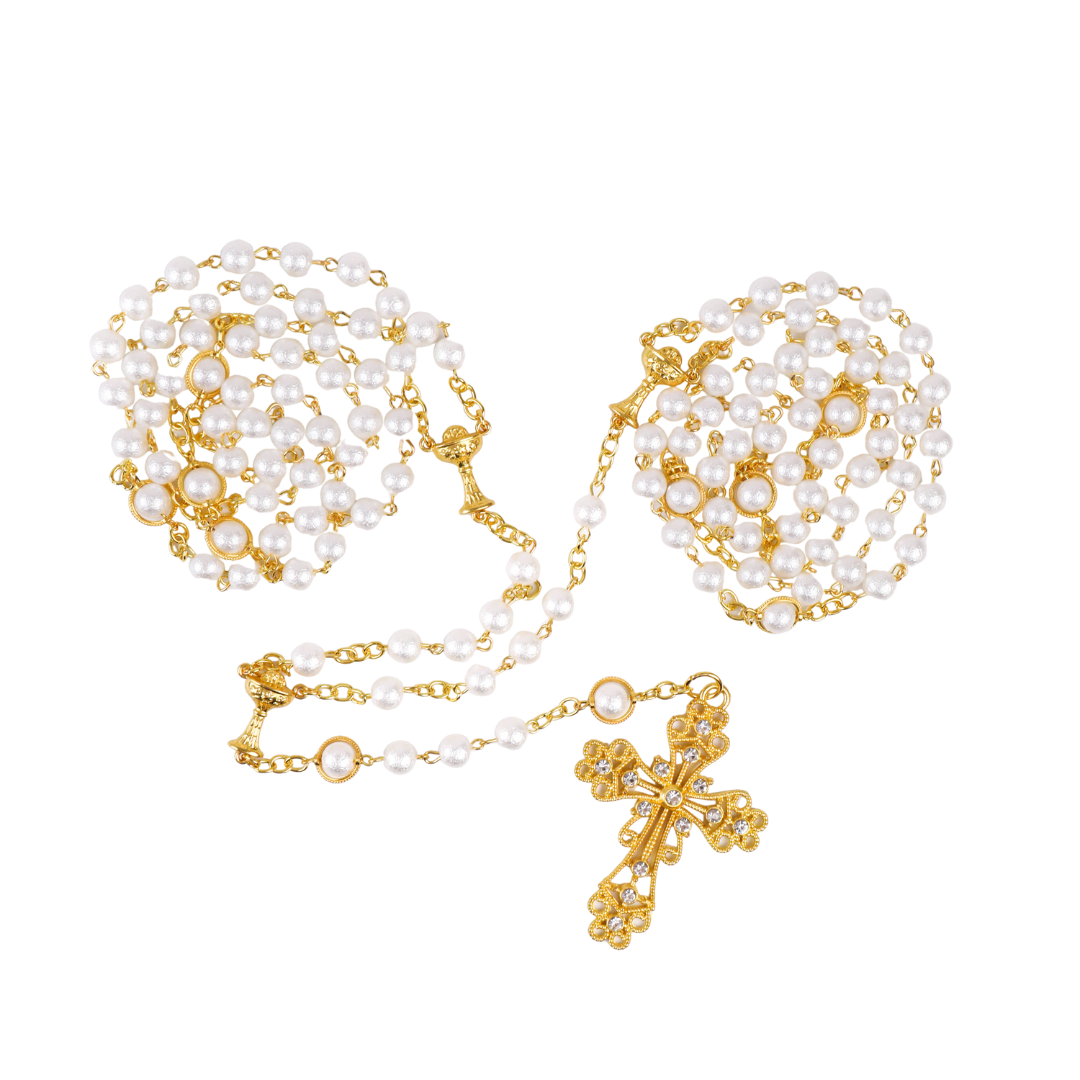 Wedding Lasso Rosary for Couple - Gold-Plated with Rhinestone Detailing