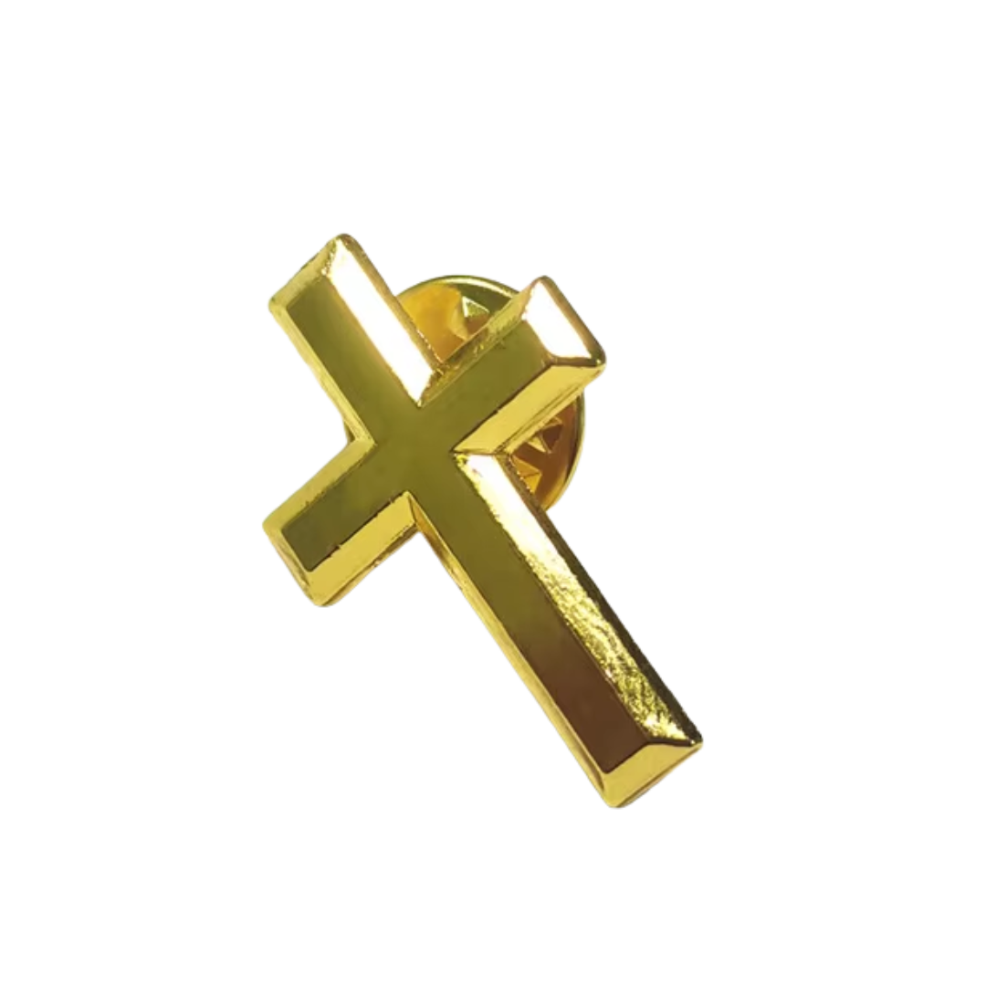 14K Gold Plated Crucifix Brooch Lapel Pin