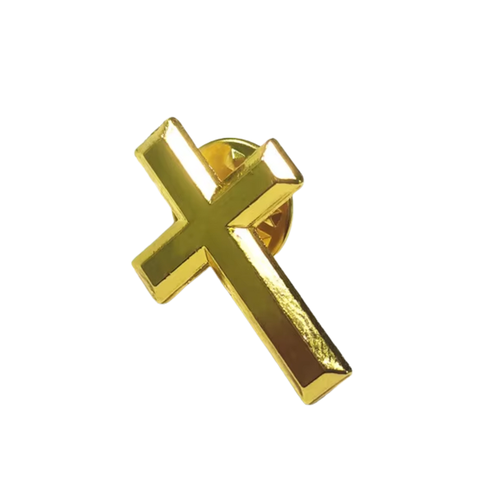 14K Gold Plated Crucifix Brooch Lapel Pin