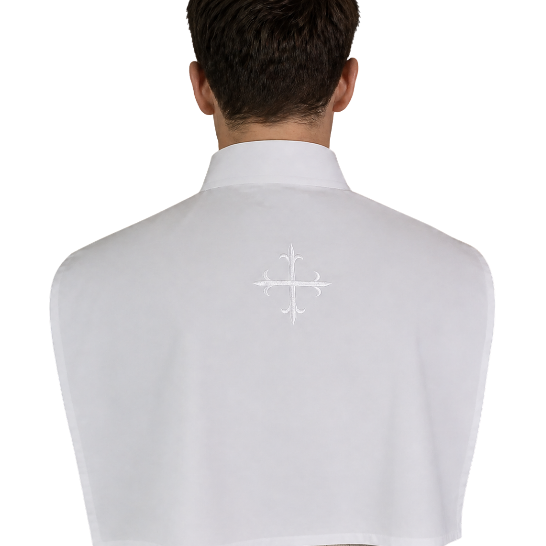 Front wrap Amice with ties (White and Red Crucifix)
