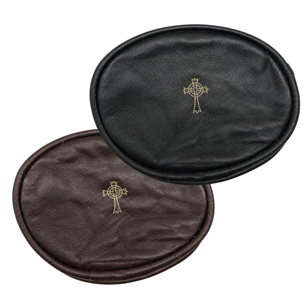 Oval Rosary Case Real Sheepskin Leather - 2 Colours Available (9.7 cm Length x 7.6 cm Width)