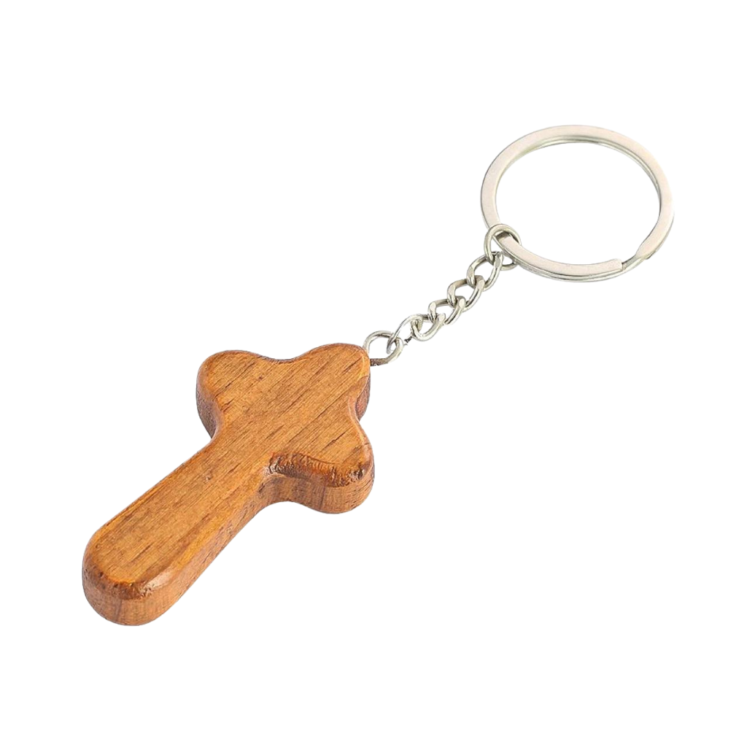 Wooden Comfort Crucifix Keychain – Light Brown or Dark Brown (12.5cm)