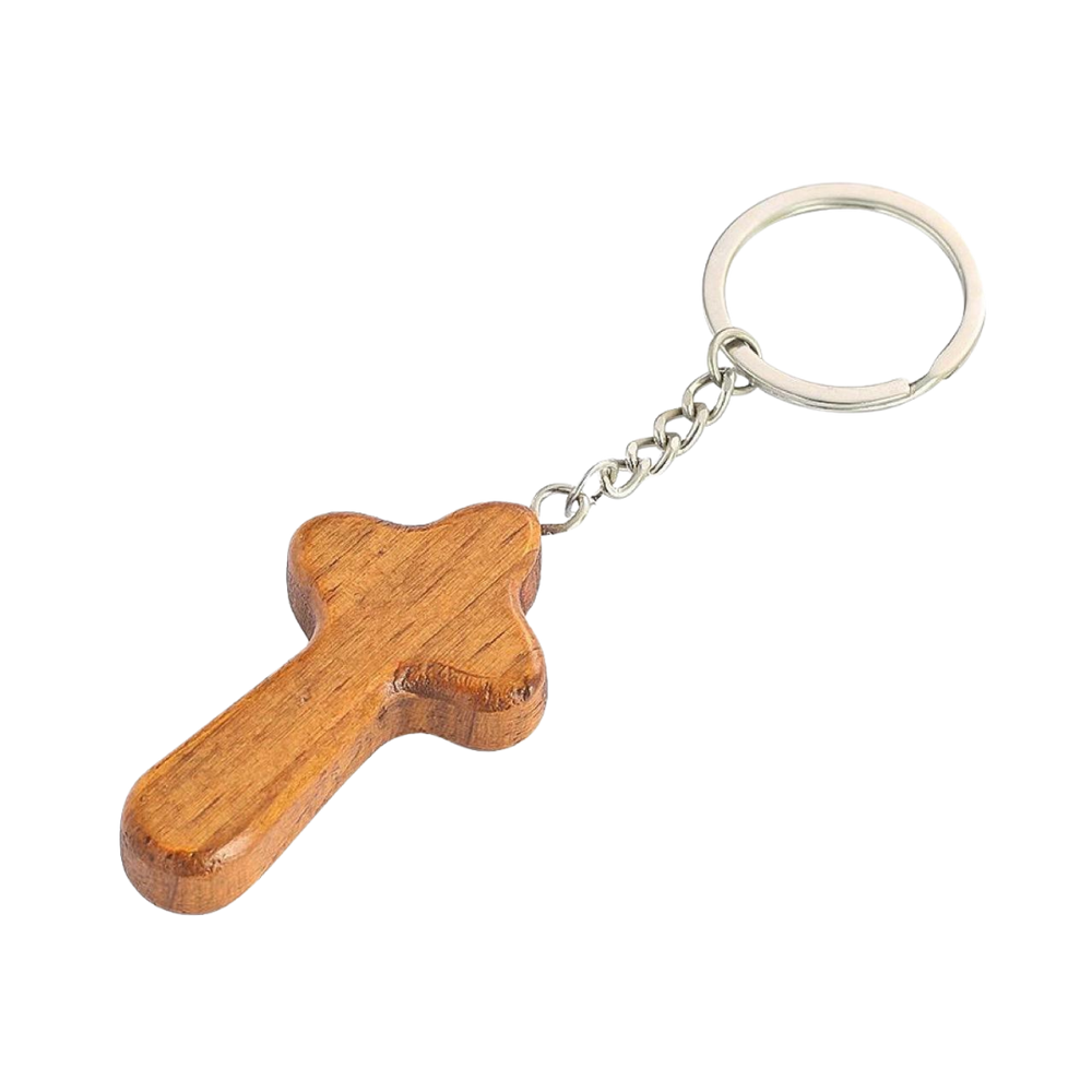 Wooden Comfort Crucifix Keychain – Light Brown or Dark Brown (12.5cm)