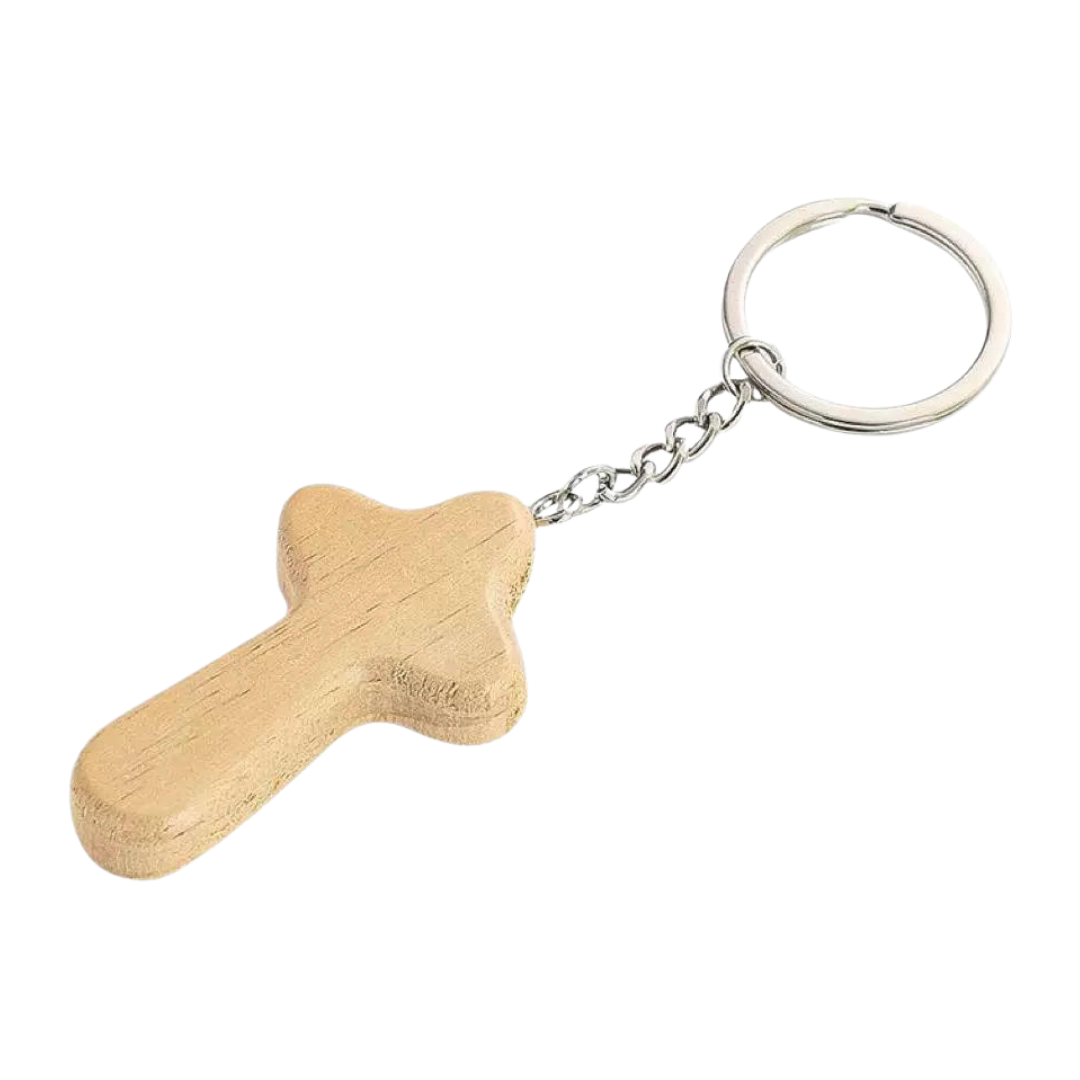 Wooden Comfort Crucifix Keychain – Light Brown or Dark Brown (12.5cm)