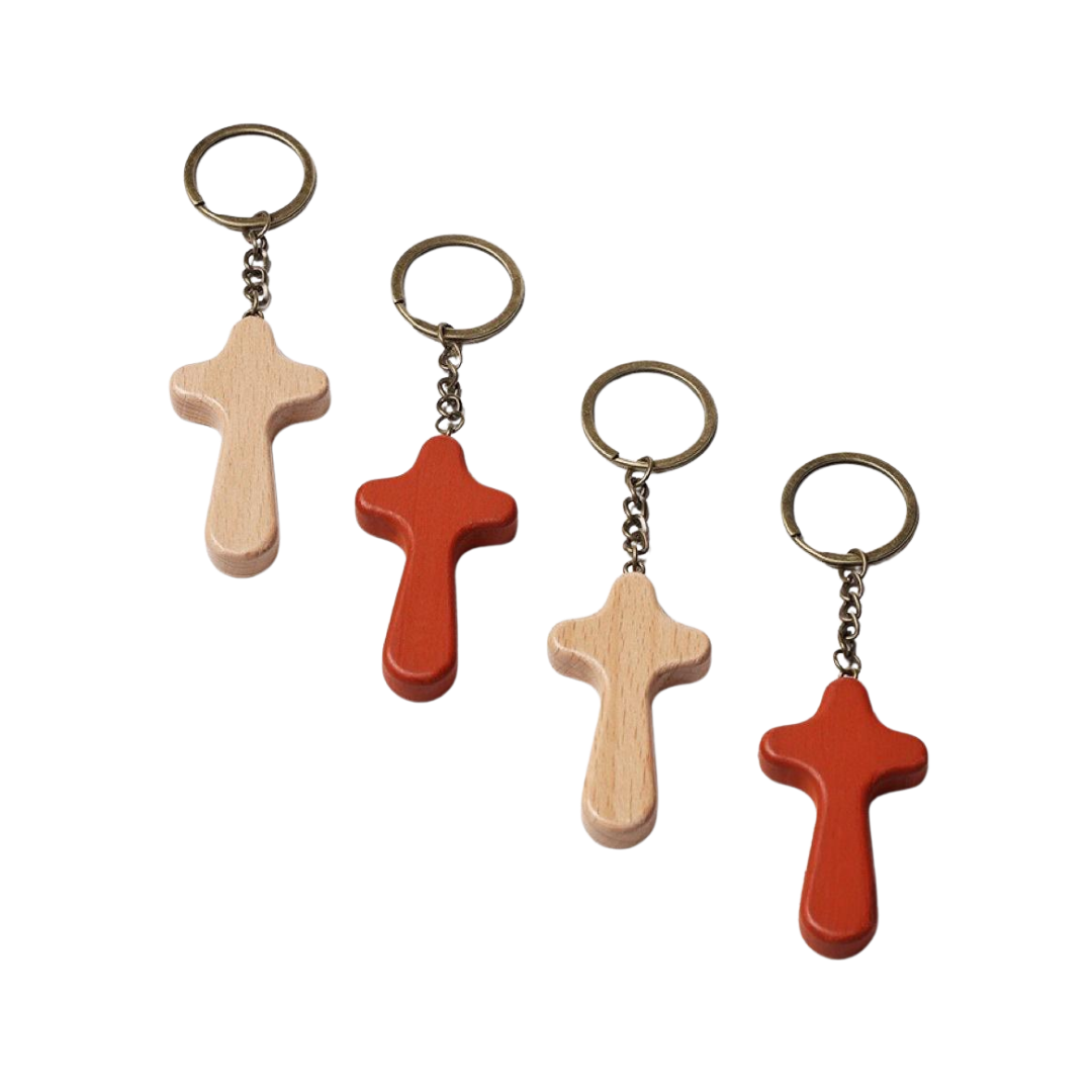 Wooden Comfort Crucifix Keychain – Light Brown or Dark Brown (12.5cm)