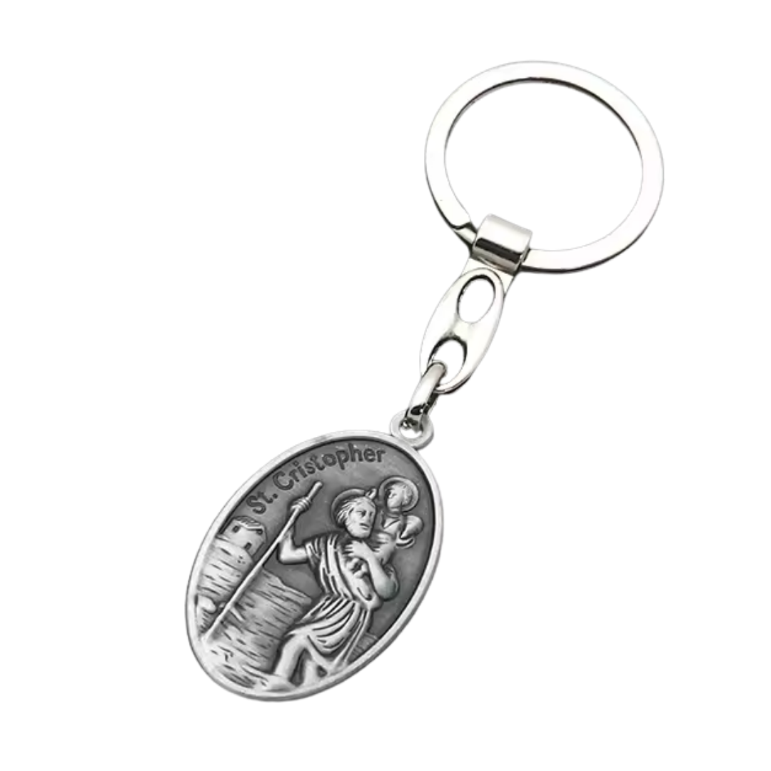 St. Christopher & St. Anthony Double-Sided Catholic Keyring – 2 Colours Available