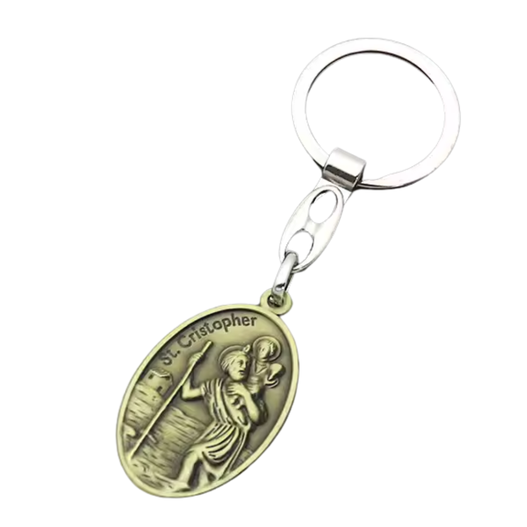 St. Christopher & St. Anthony Double-Sided Catholic Keyring – 2 Colours Available