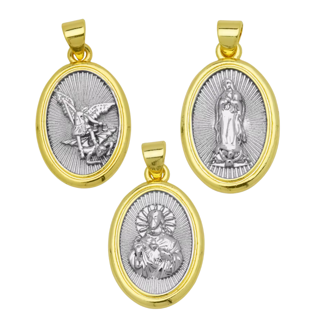 Gold-Plated Religious Medal Pendant Necklace – 3 Styles Available
