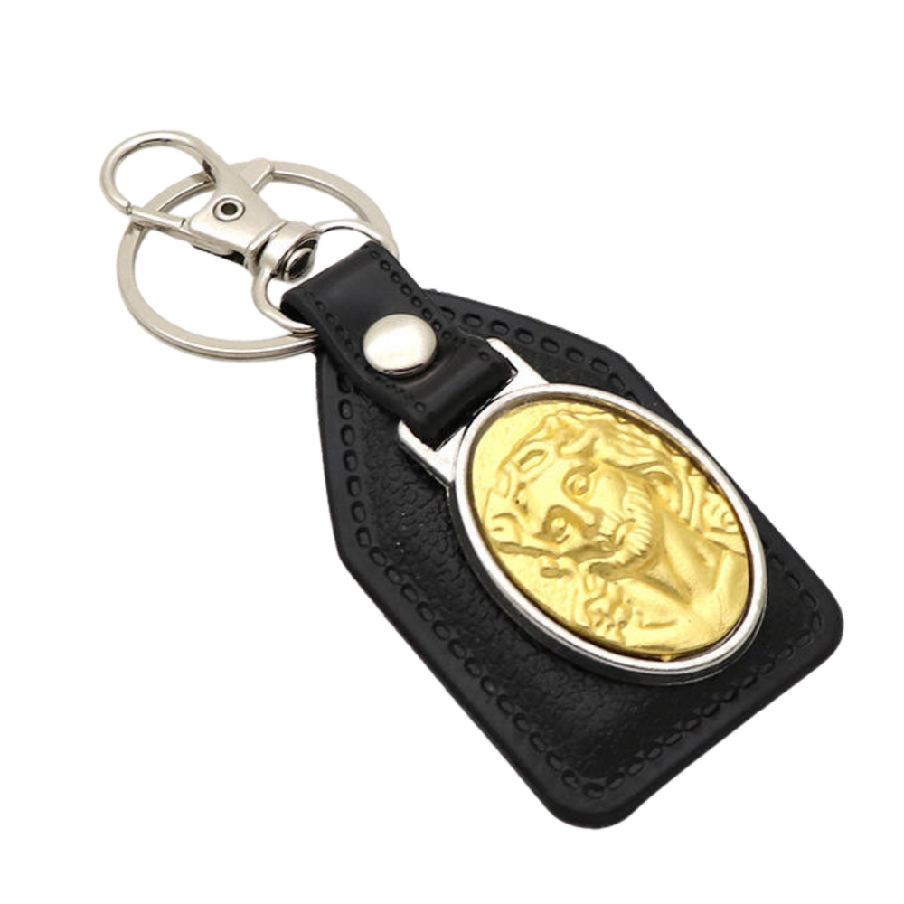 Jesus Christ Portrait Catholic Leatherette Keyring – 10 × 4 cm (2 Colours Available)