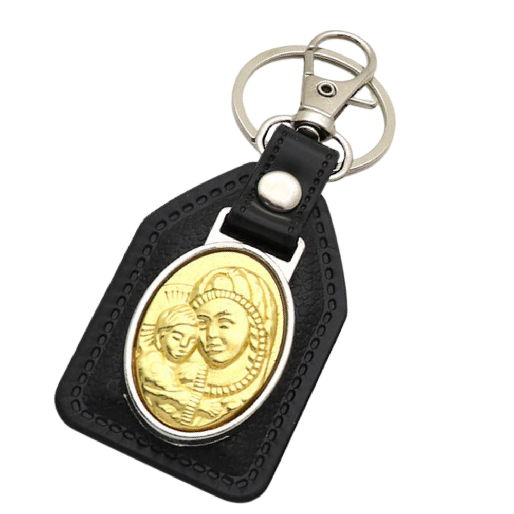Our Lady and Child Catholic Leatherette Keyring – 10 × 4 cm (2 Colours Available)