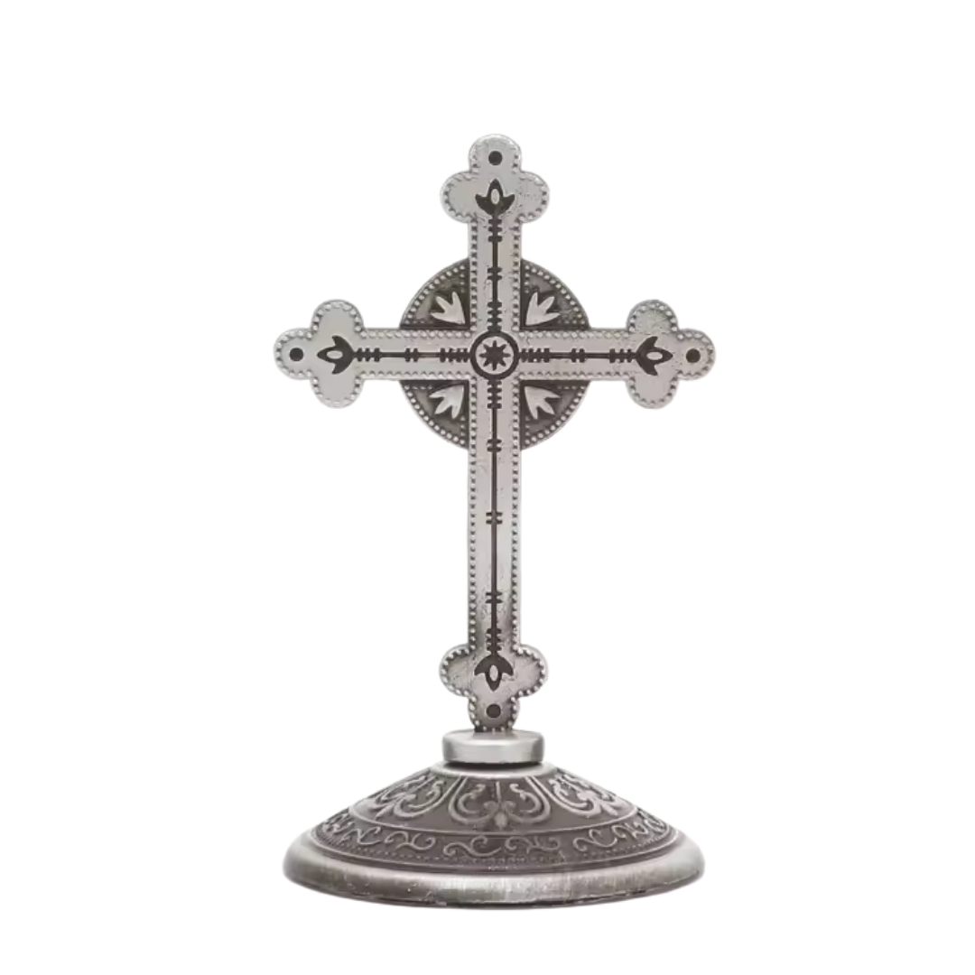Antique Style Standing Cross Ornament – 9 × 5 cm (2 Colours Available)