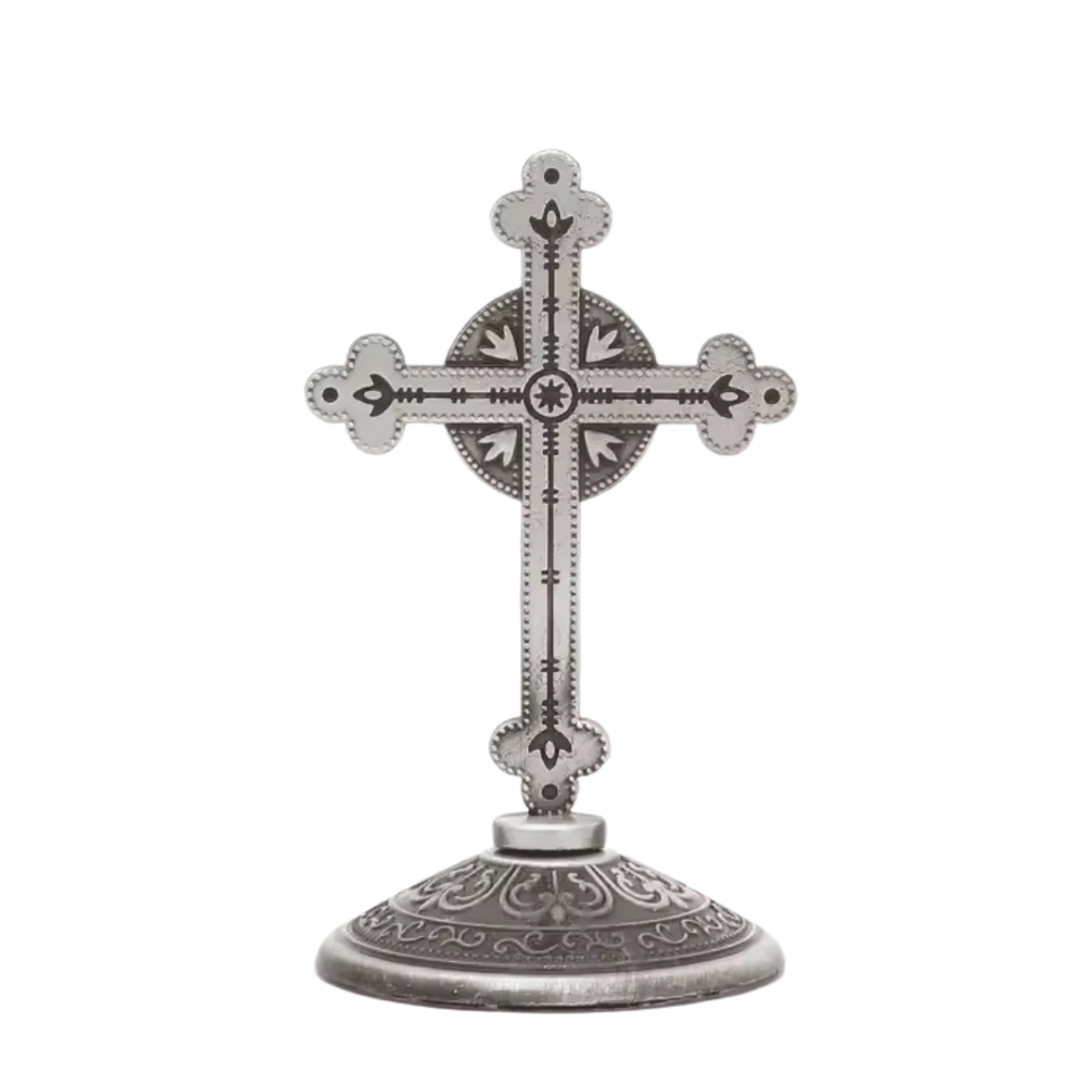 Antique Style Standing Cross Ornament – 9 × 5 cm (2 Colours Available)