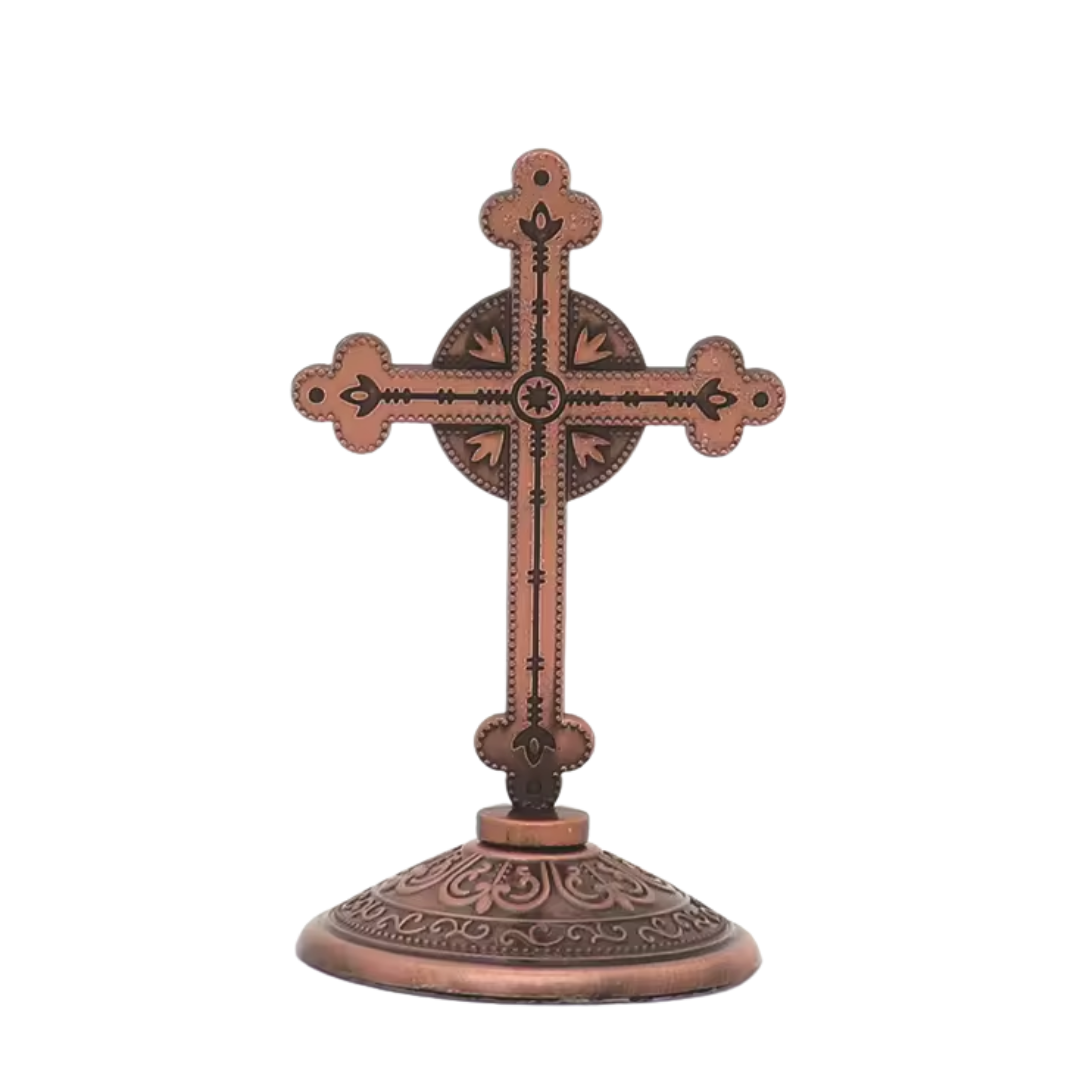 Antique Style Standing Cross Ornament – 9 × 5 cm (2 Colours Available)