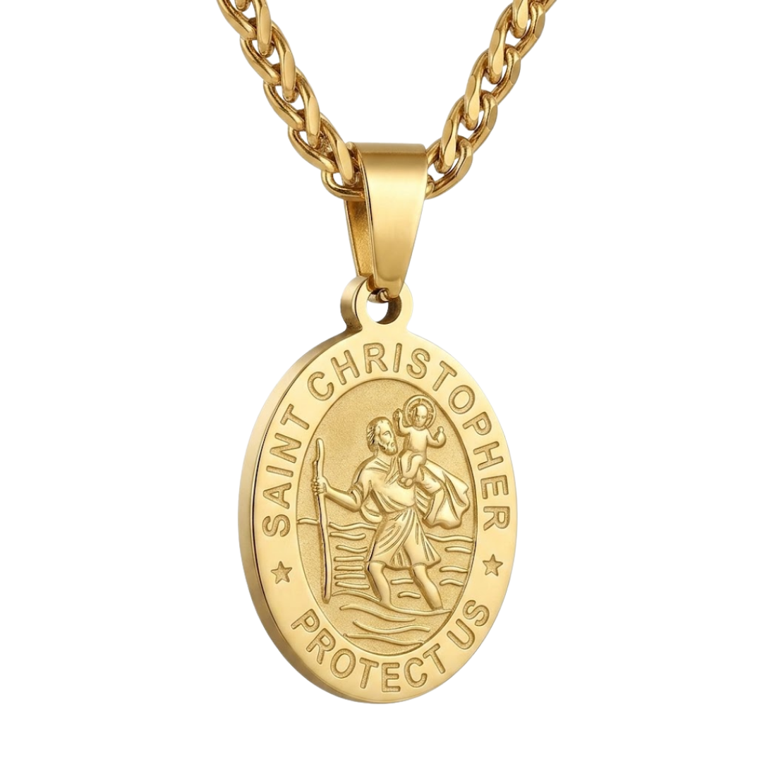 St. Christopher Stainless Steel Necklace with 60 cm Chain (3 Colours available)