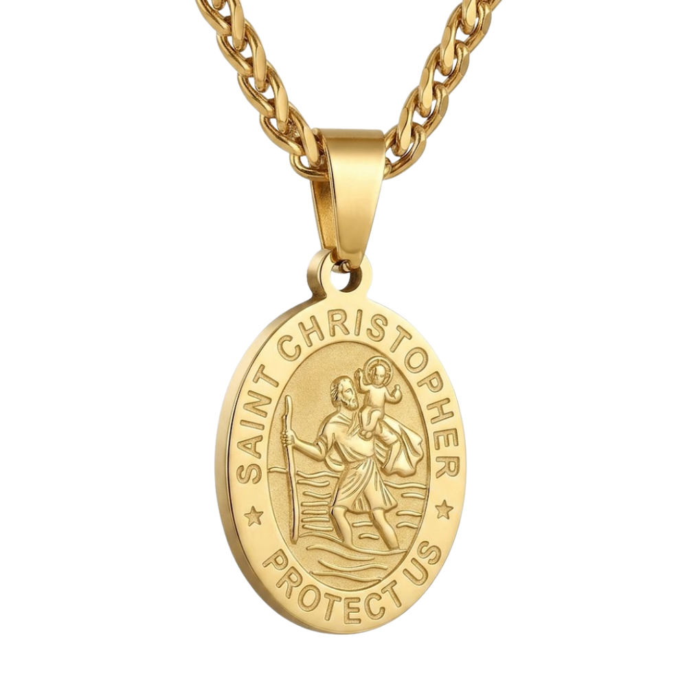 St. Christopher Stainless Steel Necklace with 60 cm Chain (3 Colours available)
