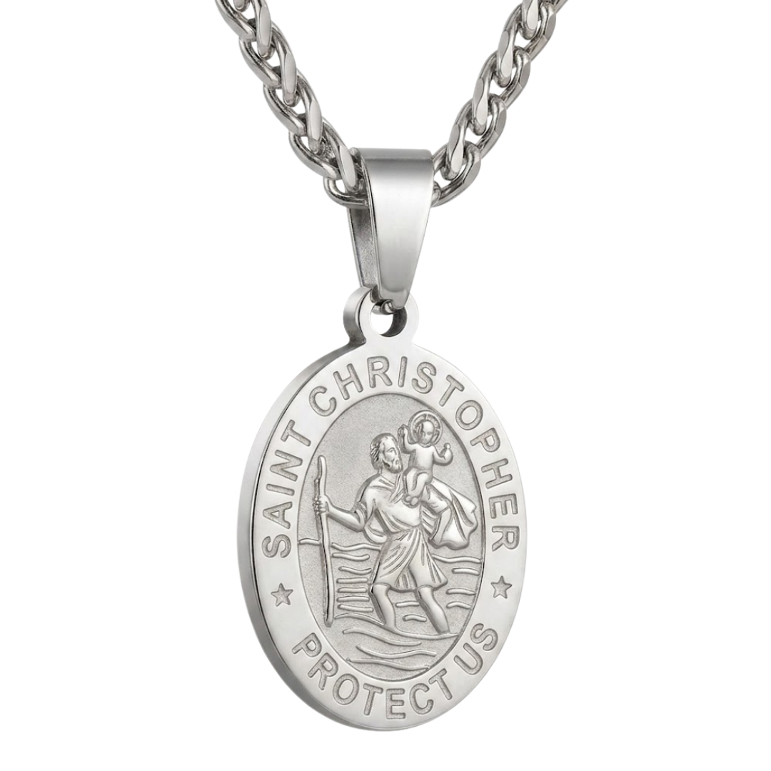 St. Christopher Stainless Steel Necklace with 60 cm Chain (3 Colours available)