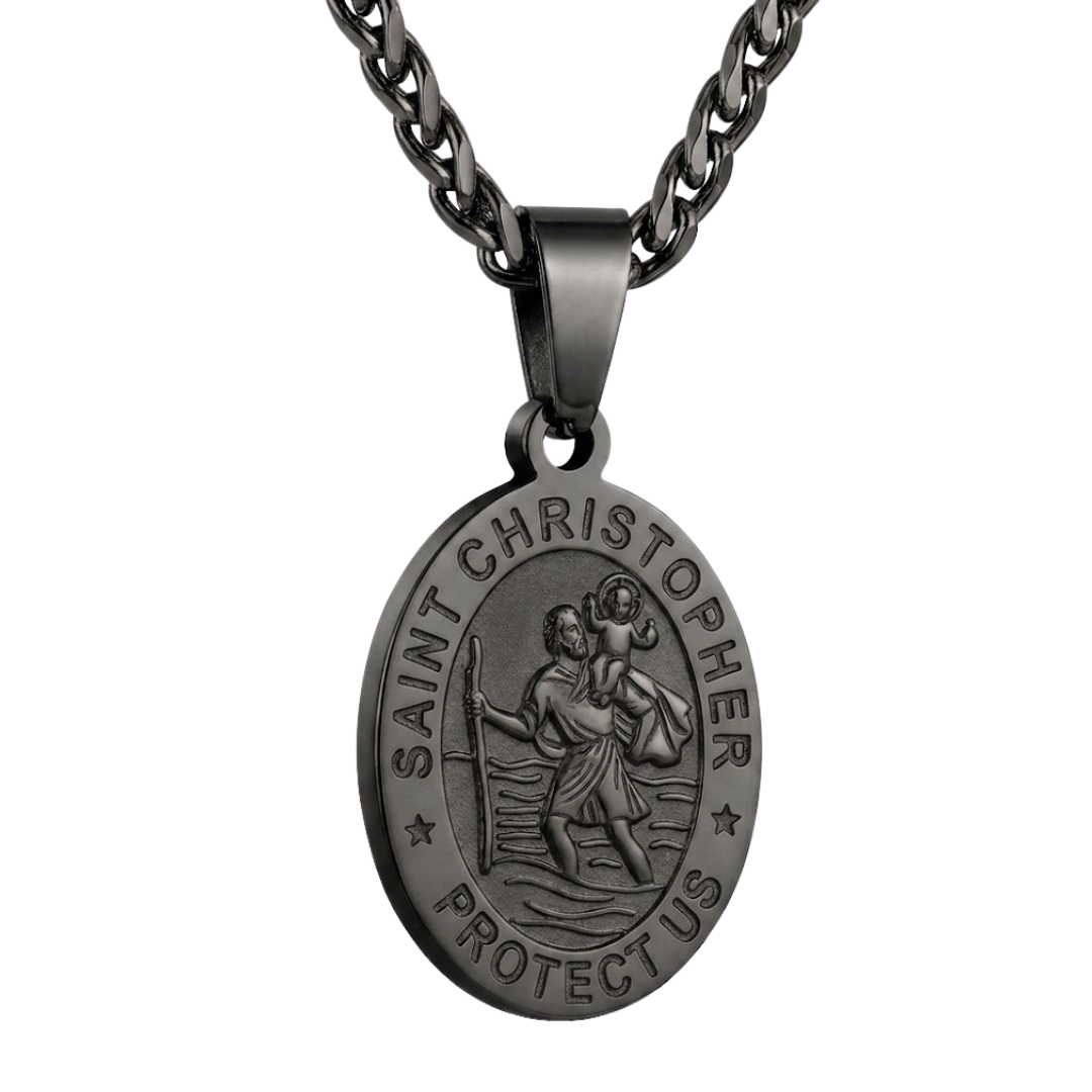 St. Christopher Stainless Steel Necklace with 60 cm Chain (3 Colours available)
