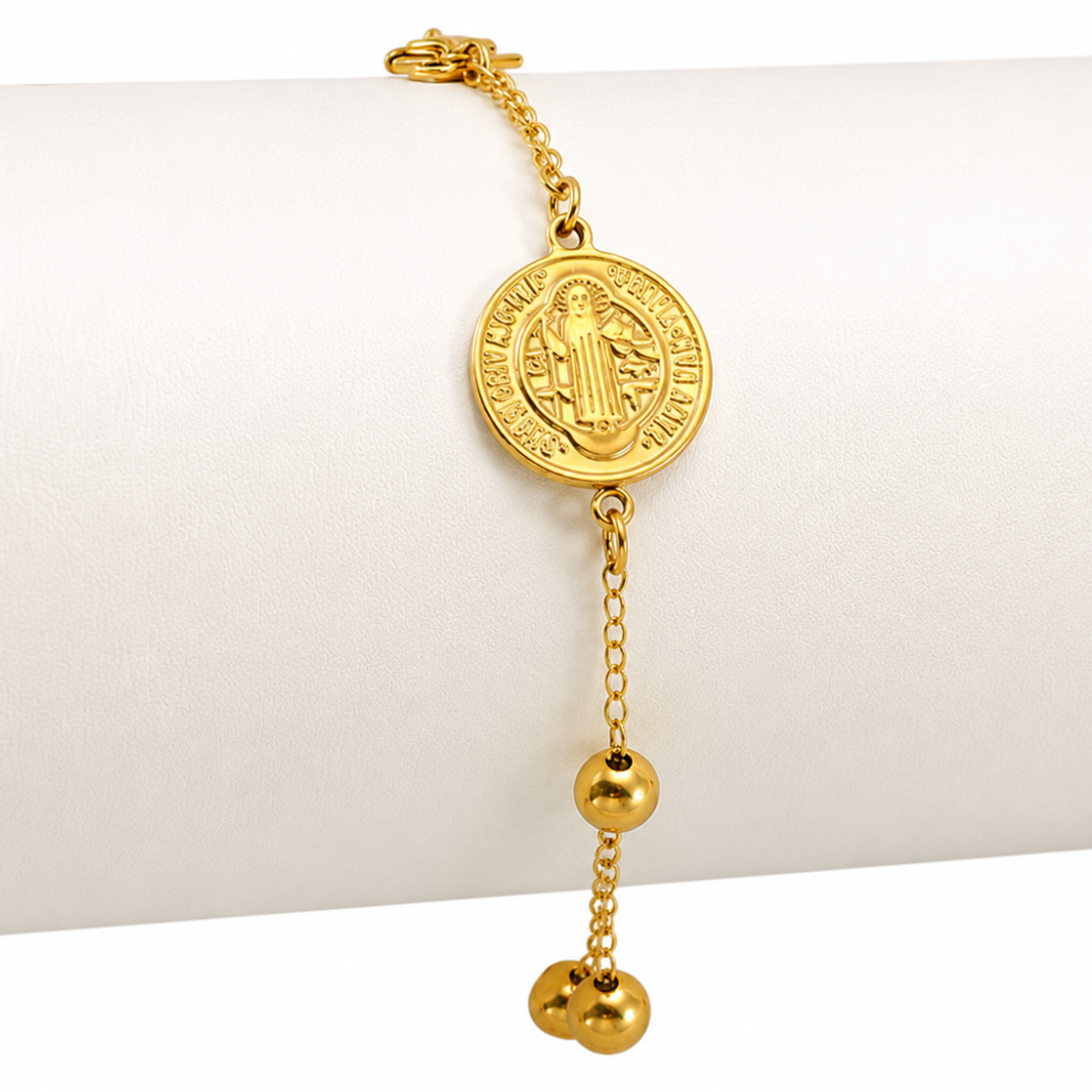 Gold-Plated Icon Bracelet (5 Styles) - Our Lady, Sacred Heart, St Benedict, St Jude