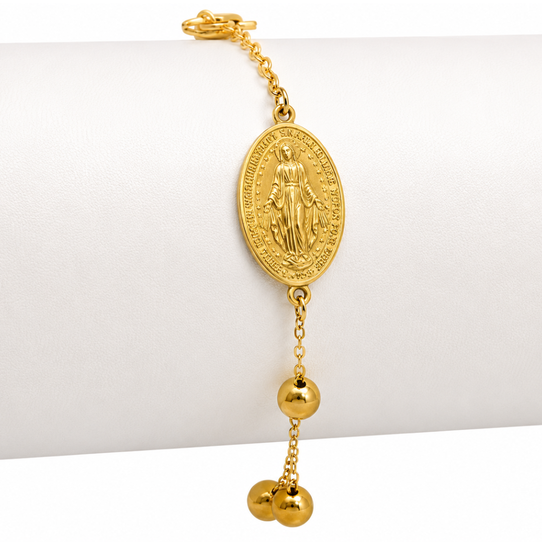 Gold-Plated Icon Bracelet (5 Styles) - Our Lady, Sacred Heart, St Benedict, St Jude