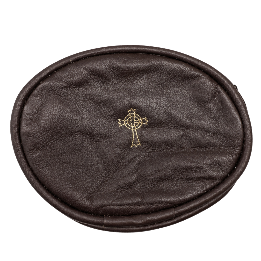Oval Rosary Case Real Sheepskin Leather - 2 Colours Available (9.7 cm Length x 7.6 cm Width)