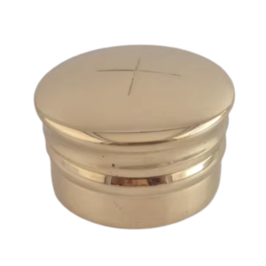 Brass Pyx with Cross – High Polished Finish
