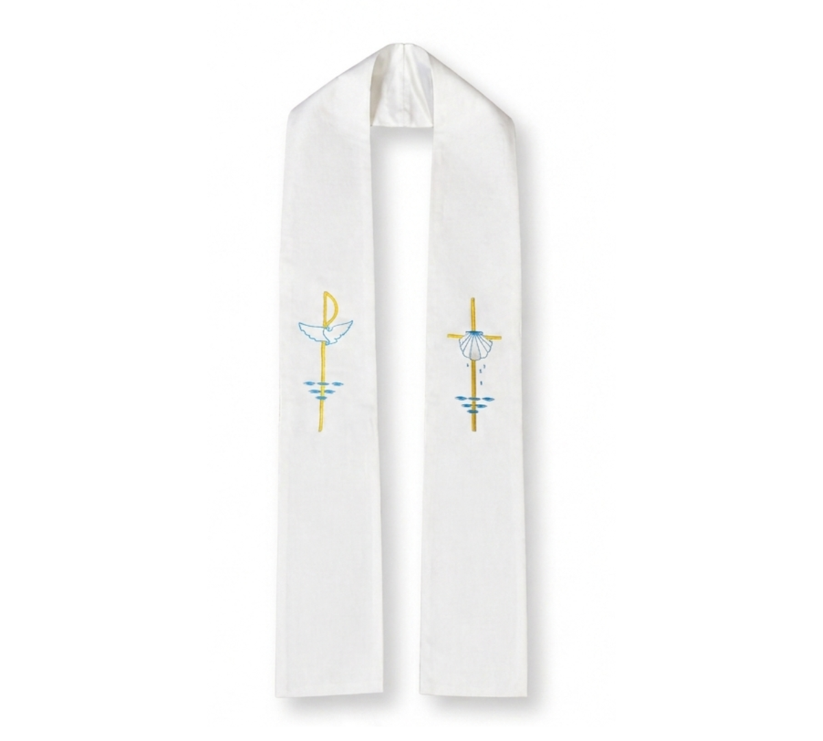 Child Confirmation Stole - White Holy Spirit & Baptism Embroidered (For Kids - 2 Sizes Available)