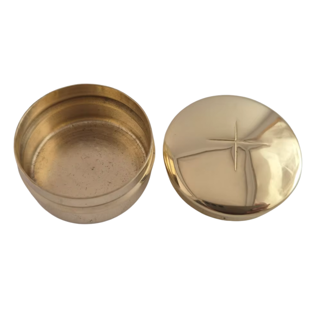 Brass Pyx with Cross – High Polished Finish