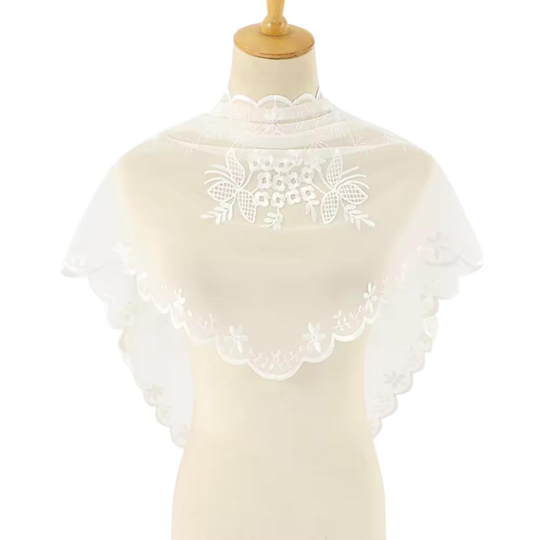 Elegant floral sheer Lace Mantilla Veil - Black or White (140 x 48 cm)
