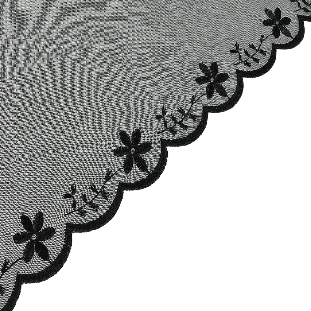 Elegant floral sheer Lace Mantilla Veil - Black or White (140 x 48 cm)