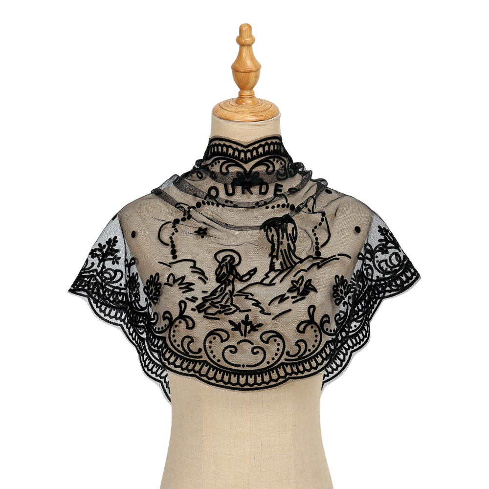 Lourdes Lace Mantilla Veil - Black or White (115 x 50 cm)