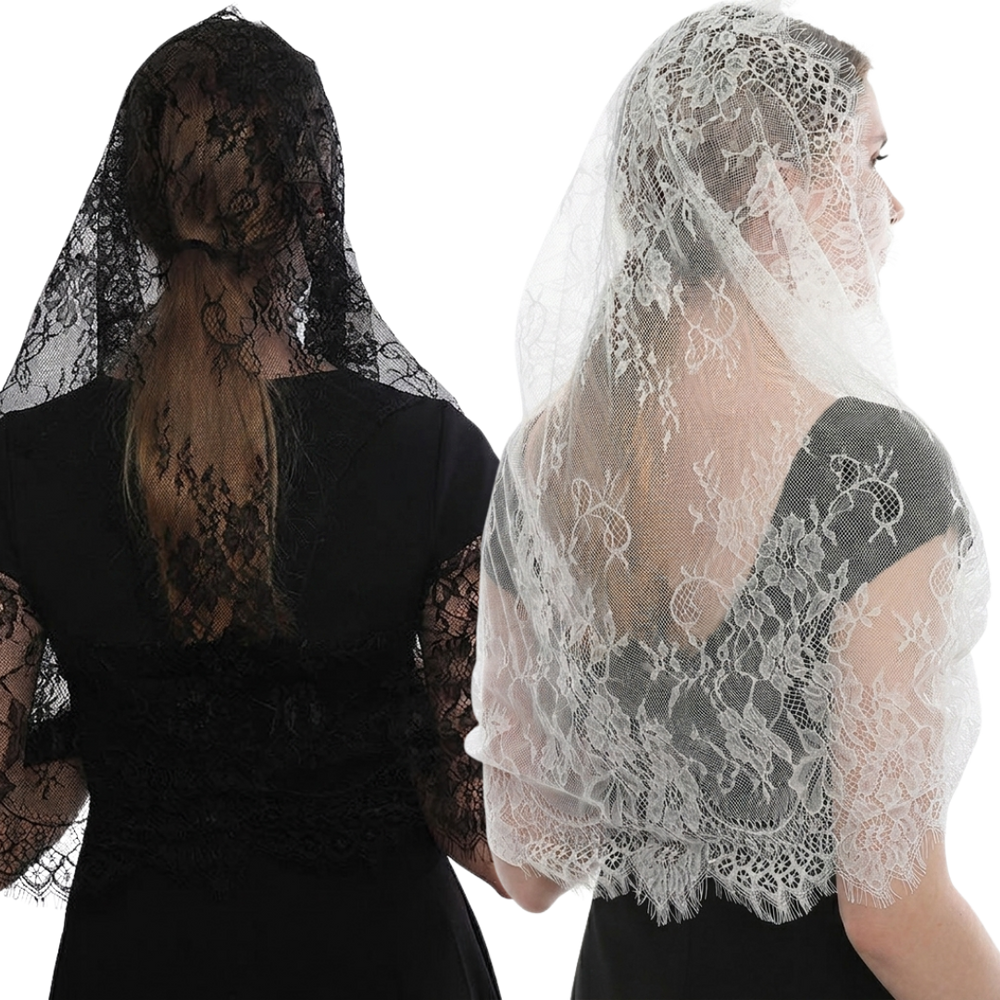 Spanish Lace Mantilla Veil - Black or White (56 x 77 cm)