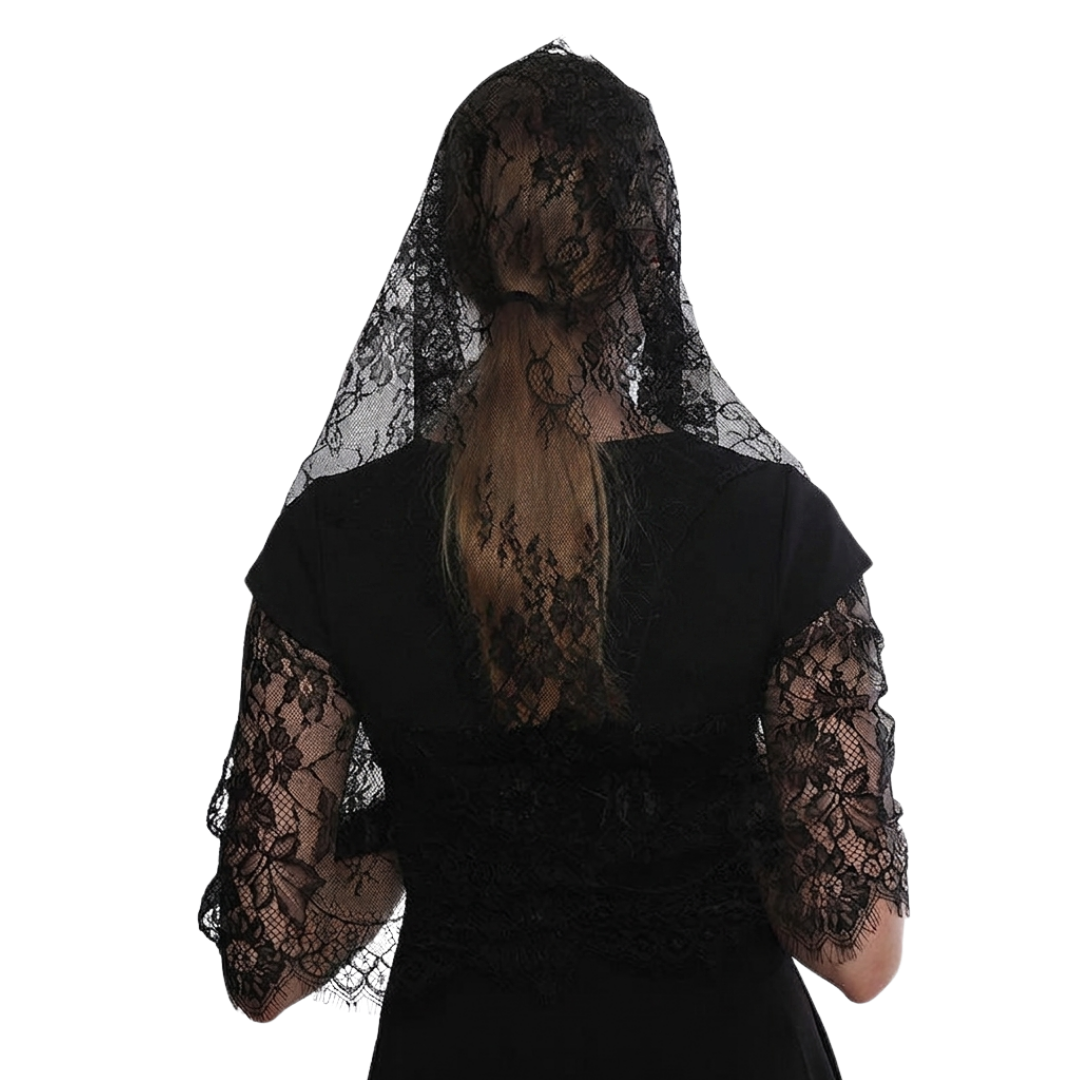 Spanish Lace Mantilla Veil - Black or White (56 x 77 cm)