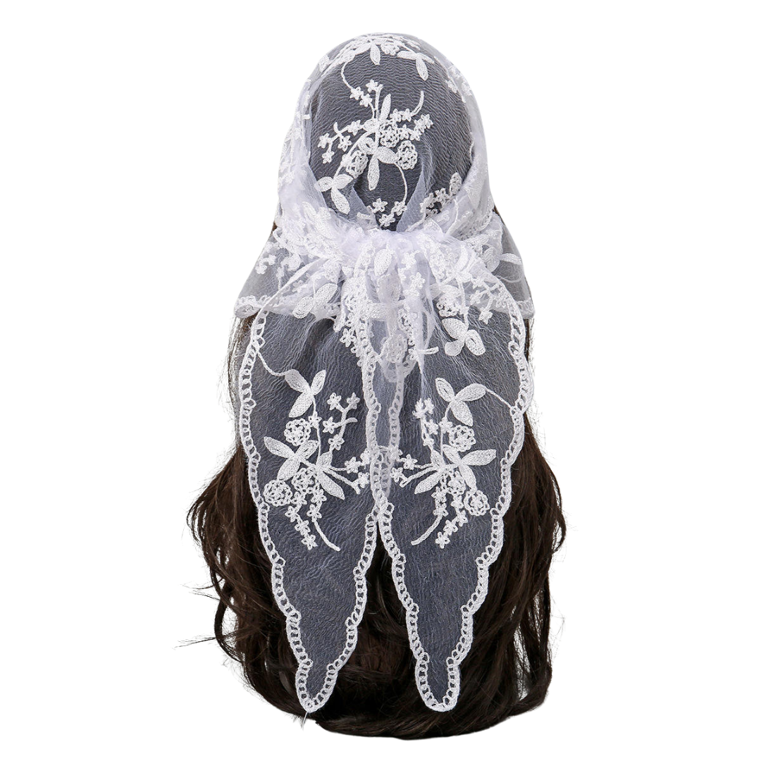 Floral Lace Mantilla - Black or White