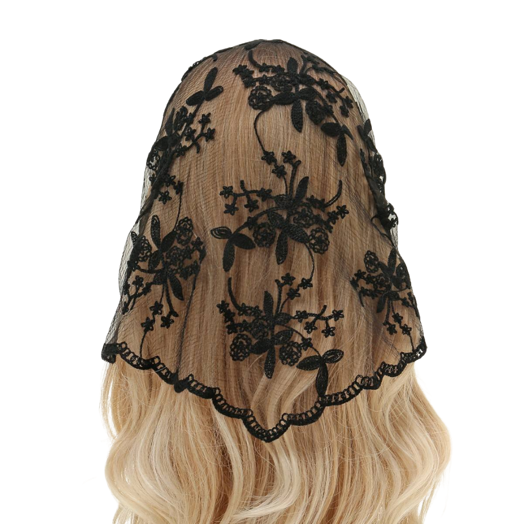 Floral Lace Mantilla - Black or White