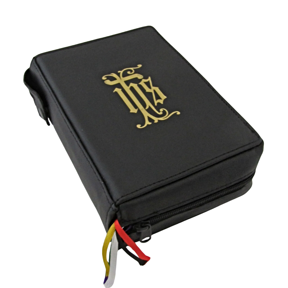 Baronius Leather Breviary Cover (Zippered) – Gold IHS Embossed (18cm x 12cm)