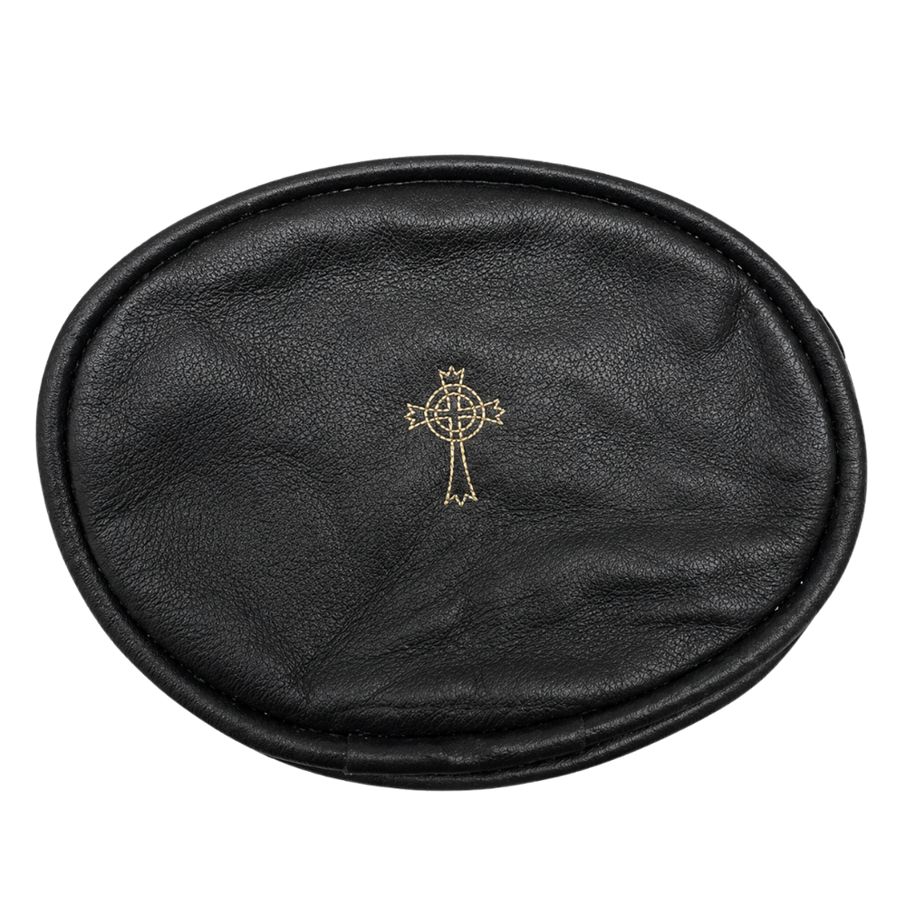 Oval Rosary Case Real Sheepskin Leather - 2 Colours Available (9.7 cm Length x 7.6 cm Width)