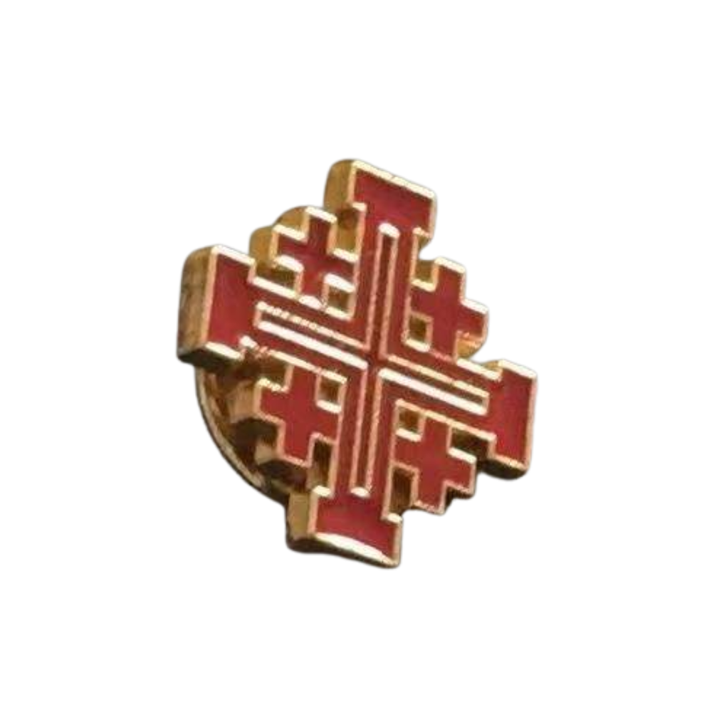 Jerusalem Crucifix Brooch Pin – Red