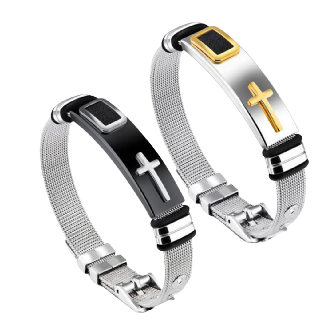 Modern Faith Stainless Steel Crucifix Bracelet – Adjustable, Unisex Design