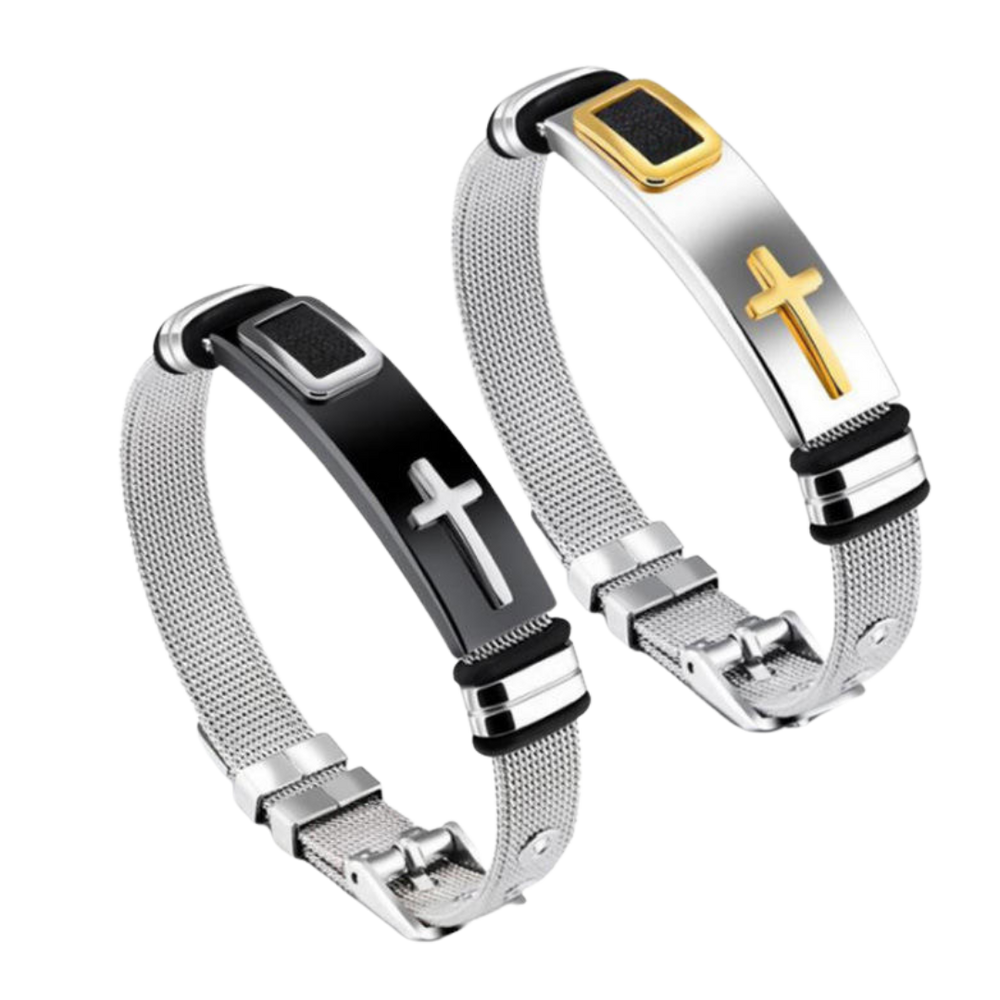 Modern Faith Stainless Steel Crucifix Bracelet – Adjustable, Unisex Design