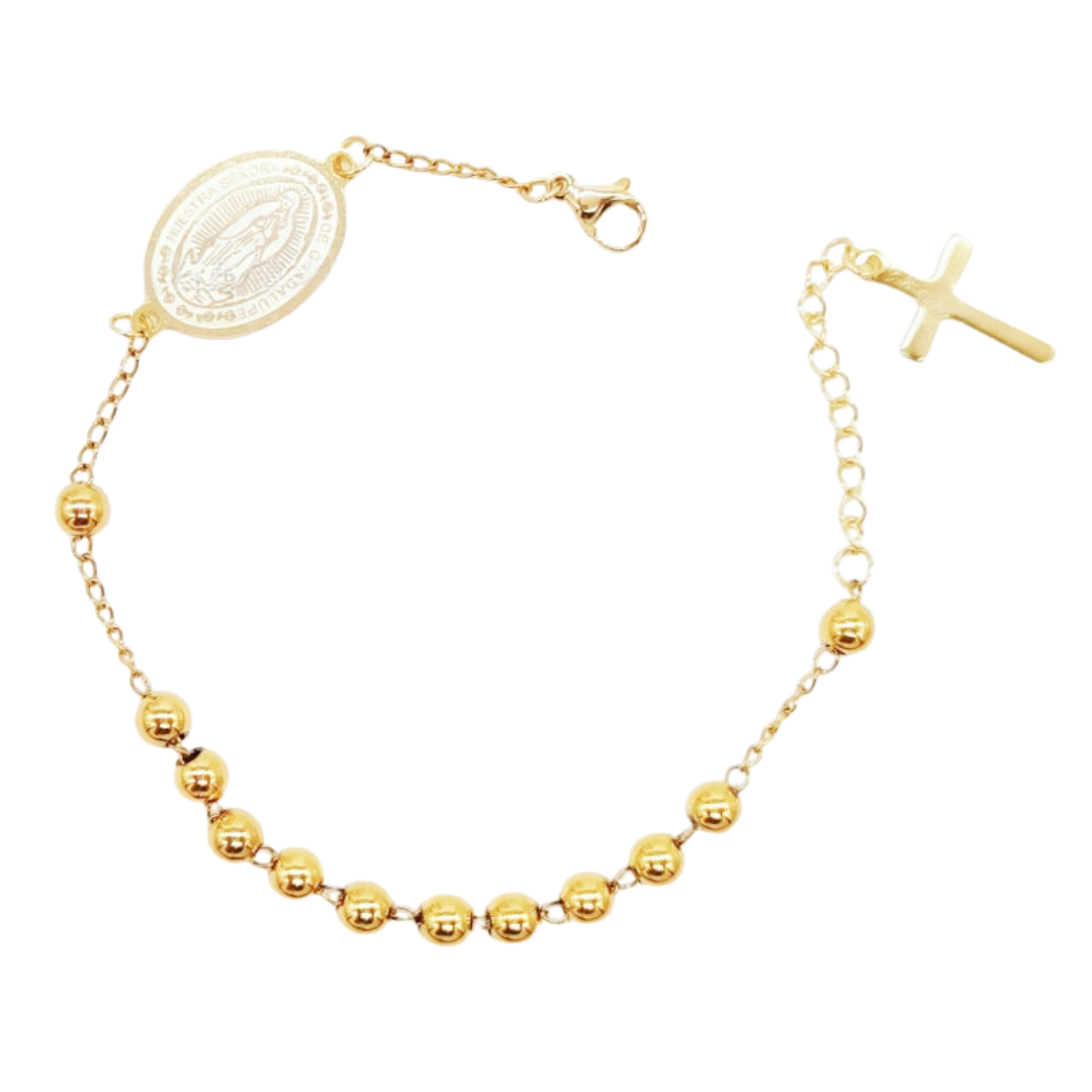 Gold Plated Our Lady of Guadalupe Decade Rosary Bracelet – Symbol of Grace